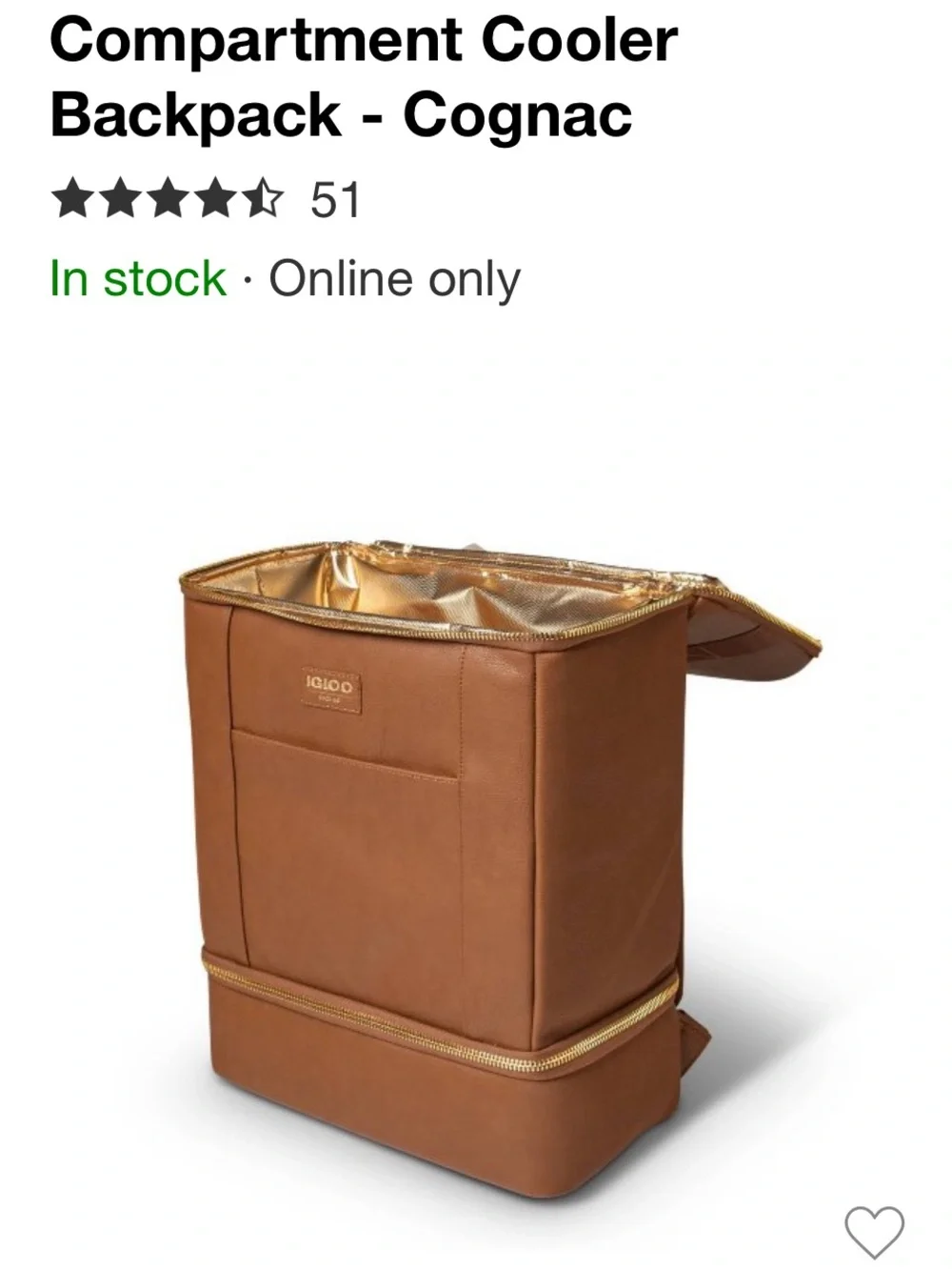 Igloo Brown Men’s Luxe Dual-Compartment Backpack Cooler